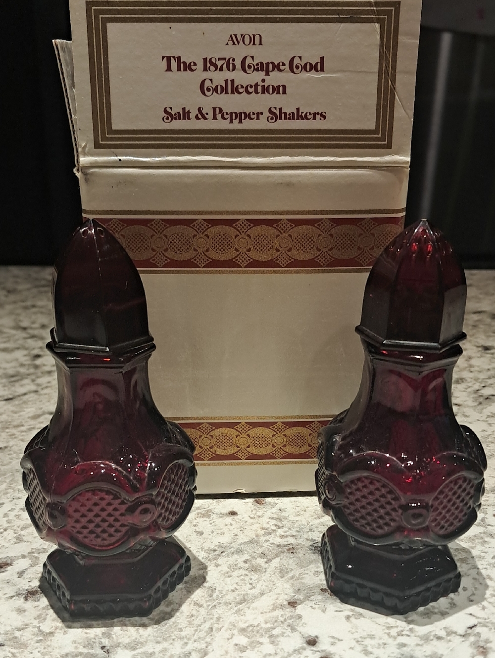 Avon 1876 Cape Cod Collection Deep Burgundy Glass Salt & Pepper Shakers
